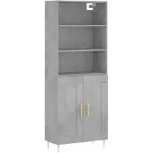 vidaXL Hoge kast 69,5x34x180 cm bewerkt hout betongrijs