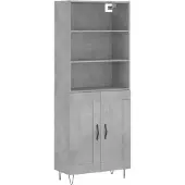 vidaXL Hoge kast 69,5x34x180 cm bewerkt hout betongrijs