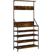 vidaXL Kledingrek met schoenenrek 90x34x184 cm gerookt eikenkleurig