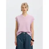 Selected Wolmix Gebreid Gilet Dames Purper M