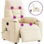 Syfax Massagestoel elektrisch verstelbaar microvezelstof beige