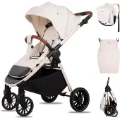 BabyLux Buggy Kinderwagen ROMBO Reisbuggy met Ligfunctie, Kleur: Vanilla