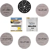 Mirka Abranet netschuurschijven Ø150 mm klittenband, mixpakket P80/120/180/240/320, 51-delig incl. Pad Saver, voor excenterschuurmachines