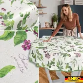 ANRO Tafelkleed Lavendel Groen Rond Ø120cm Met sierband Afwasbaar Waterafstotend Binnen & Buiten
