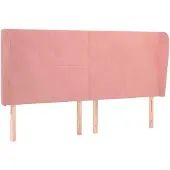 vidaXL Hoofdbord met randen 163x23x118/128 cm fluweel roze