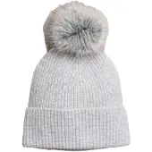 Next - Dames - N. Premium gebreide kasjmier muts met pompon - Grijs