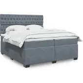 vidaXL Boxspring met matras fluweel donkergrijs 200x200 cm