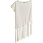 Next - Dames - Mouwloze asymmetrische top met franjes en kwastjes - Crème