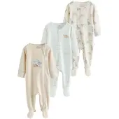 Next - Jongens - Set van 3 babypyjama's met tweewegritssluiting - Crème