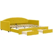 vidaXL Slaapbank met onderschuifbed en lades 100x200 cm fluweel geel