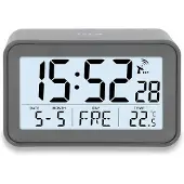 ADE Digitale Alarmklok Grijs Radiogestuurd - Incl. 2x Aa