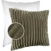 ANRO Sierkussen Olijfgroen 40x40cm – Ribfluweel Kussen Inclusief Vulling Bank Woonkamer Slaapkamer
