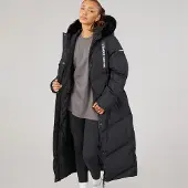 L'amore Couture Dames Madison Lange Puffer Jas Zwart