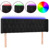 vidaXL Hoofdbord LED 147x16x78/88 cm fluweel zwart