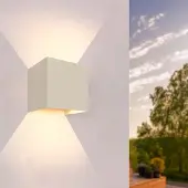 LEDVION - LED Wandlamp Buiten Tweezijdig, 3W, 3000K, IP54, Dimbaar, Beige