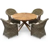 AVH-Collectie Cairo Roma dining tuinset 130xH77 cm 5 delig teak off white