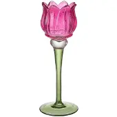Clayre & Eef Waxinelichthouder Roze Glas