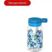 Mepal Drinkfles met rietje Campus - 450 ml - Waterfles kinderen - Lekdicht - Hygiënische draaideksel - Stitch