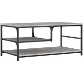 vidaXL Salontafel 90x49x40 cm bewerkt hout grijs sonoma eikenkleurig