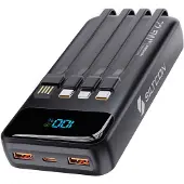 Siltcon Powerbank 30000mAh - USB-C 22.5W - 4 Kabels - Zwart