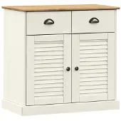 vidaXL Dressoir met lades VIGO 78x40x75 cm massief grenenhout wit