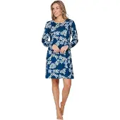 Pastunette Nachthemd 'Nordic Bloom' donkerblauw / lichtgroen