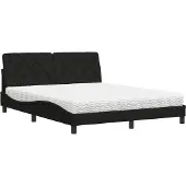 Syfax Bed met matras stof zwart 160x200 cm