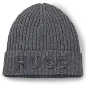 HUGO Beanie van scheerwol met logostiksel