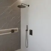 Wiesbaden caral inbouw regendouche compleet met staafhanddouche gunmetal pvd