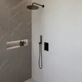 Wiesbaden caral inbouw regendouche compleet met staafhanddouche mat zwart