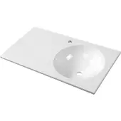 Hak Juno Kunstmarmeren wastafel 80x47cm, wit, rechts