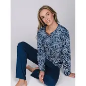 Pastunette Pyjama 'Nordic Bloom' blauw / donkerblauw