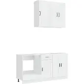 vidaXL Keukenelement PORTO, 5 stuks, hoogglanzend wit, houtvezel