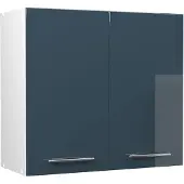 Vicco Hangkast Fame-Line, Donkerblauw hoogglans/Wit, 80 cm