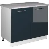 Vicco Wastafelkast Fame-Line, Donkerblauw hoogglans/Wit, 100 cm, WB Marmer