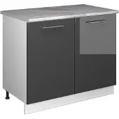 Vicco Wastafelkast Fame-Line, Antraciet Hoogglans/Wit, 100 cm, WB Marmer