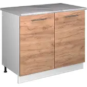 Vicco Wastafelkast Fame-Line Goudkleurig Eiken/Wit 100 cm, WB Marmer, Model 61910