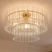 LUCANDE Plafondlampe , Leanna, dimbare, Doorzichtig, Woonkamer, Glas, Modern