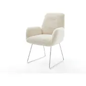 DELIFE Eetkamerstoel Zoa-Flex pluchen crème-wit slipframe roestvrij staal pocketveer kern
