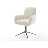 DELIFE Draaistoel Zoa-Flex pluchen crème-wit kruispoot grafiet 360° draaibaar rocker-functie pocketveer kern