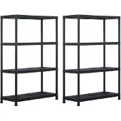 vidaXL Opbergrekken 2 st 220 kg 90x40x138 cm kunststof zwart