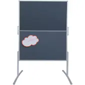 Franken Moderatiebord PRO, opvouwbaar, aan beide zijden te gebruiken, B 1200 x H 1500 mm, vilt, grijs, MT880312