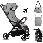 BabyLux Buggy Kinderwagen GIAU Reisbuggy met Ligfunctie, Kleur: Steel
