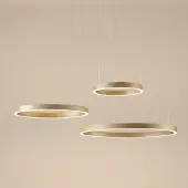 Quitani Hanglamp Aureon, dimbaar, messing / goud, Woon-/ Eetkamer, Aluminium, Modern