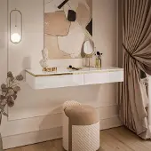 Lookway Hangende make-up tafel AURORA, wit, hoogglans