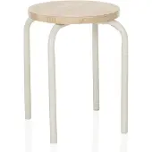 Hjh LIVING Kruk / hocker ALRANDA metaal / MDF wit / eiken