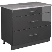 Vicco Keukenonderkast Fame-Line, Antraciet Hoogglans/Antraciet, 100 cm, WB Marmer