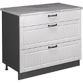 Vicco Keukenonderkast Fame-Line, Wit Landhuis/Antraciet, 100 cm, WB Marmer