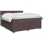 vidaXL Boxspringbed met matras Donkerbruin 140 x 200 cm Stof