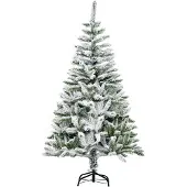HOMCOM Kerstboom Kunststof, Staal 85L x 85B x 150H cm Groen+Wit